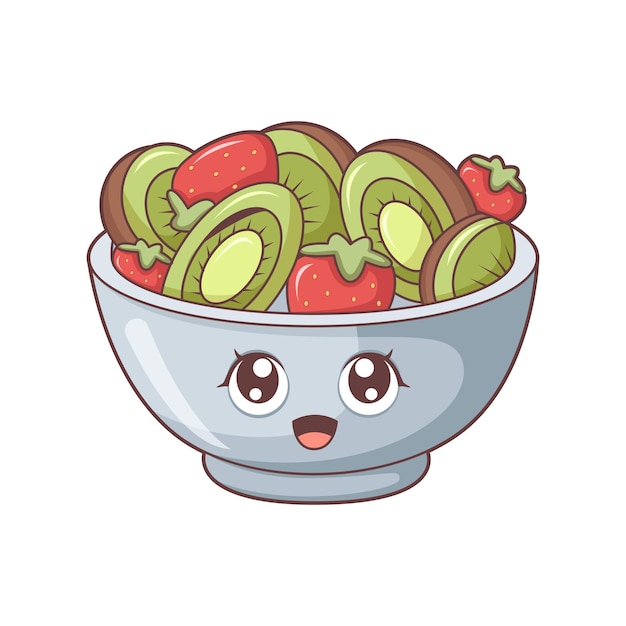 Vector cute fruit bowl character design illustration