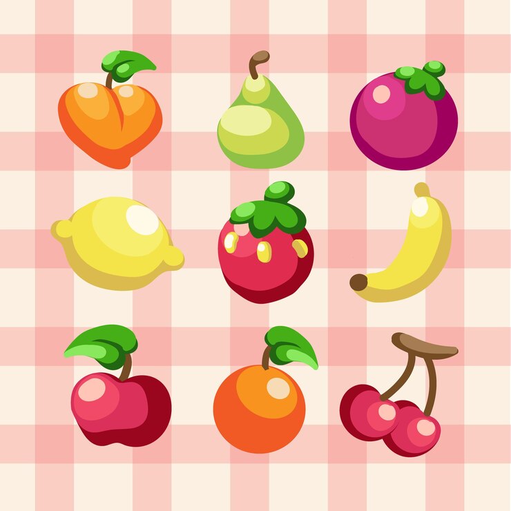cute fruit illustration set