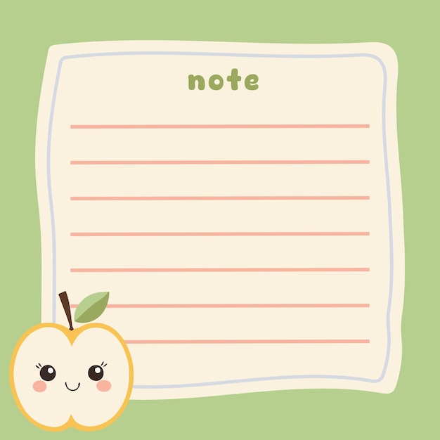 cute fruit memo note design template