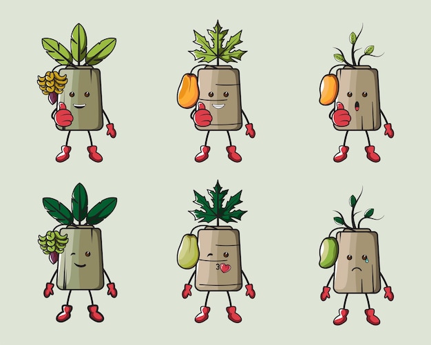 Vector cute fruit tree fun for logo, poster, icon, mascot