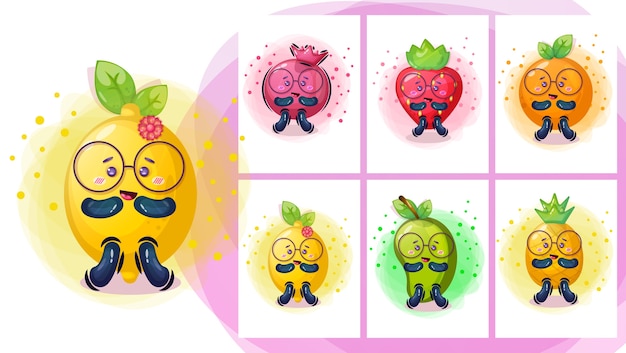 Vector cute fruite cartoon character illustration