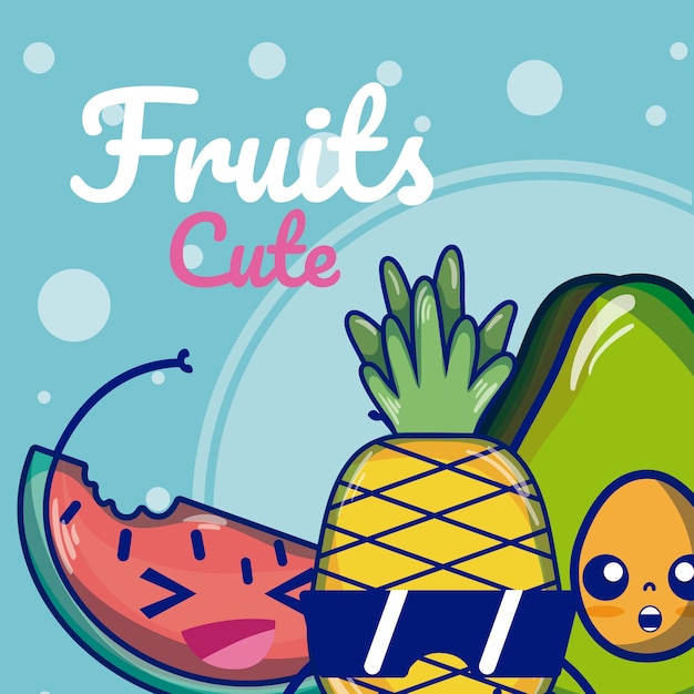 Cute fruits cartoons