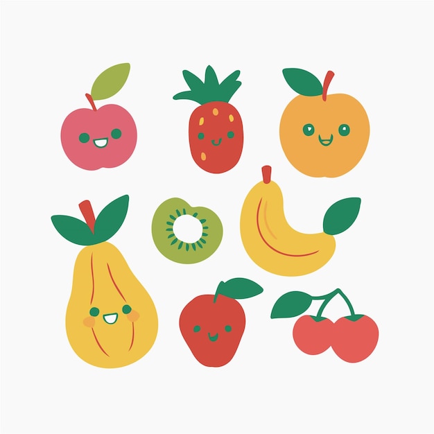 Cute Fruits for kids story book vector illustration