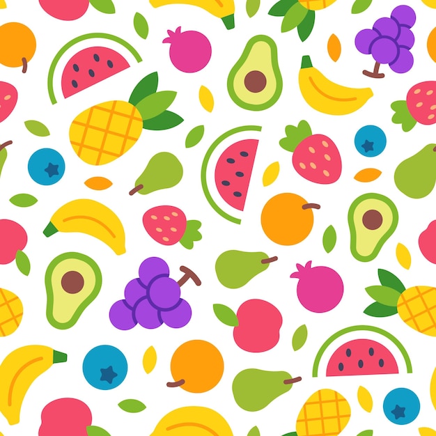 Vector cute fruits seamless pattern