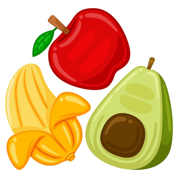Симпатичные фрукты векторные иллюстрации
