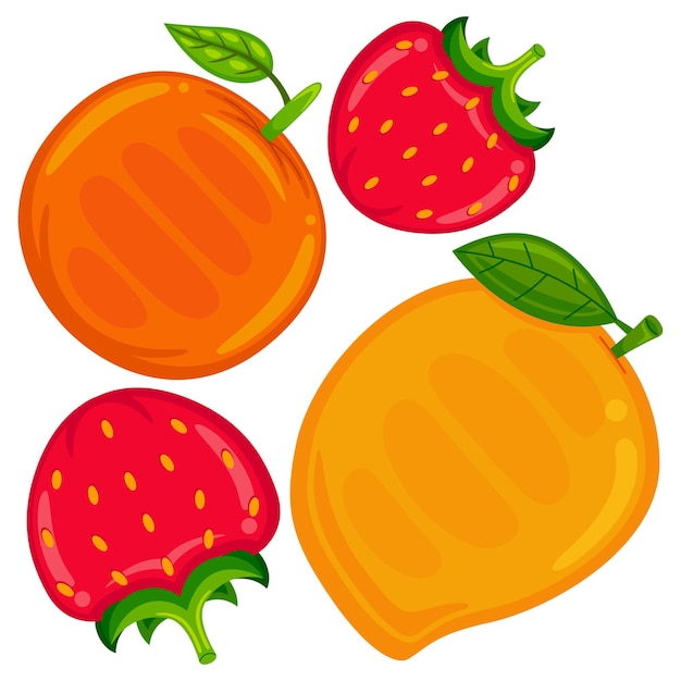 Cute Fruits Vector Illustration