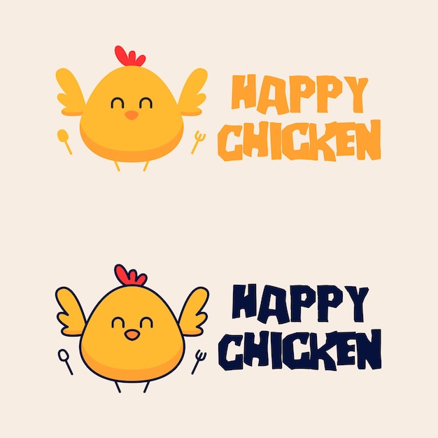 cute and fun chicken logo concept