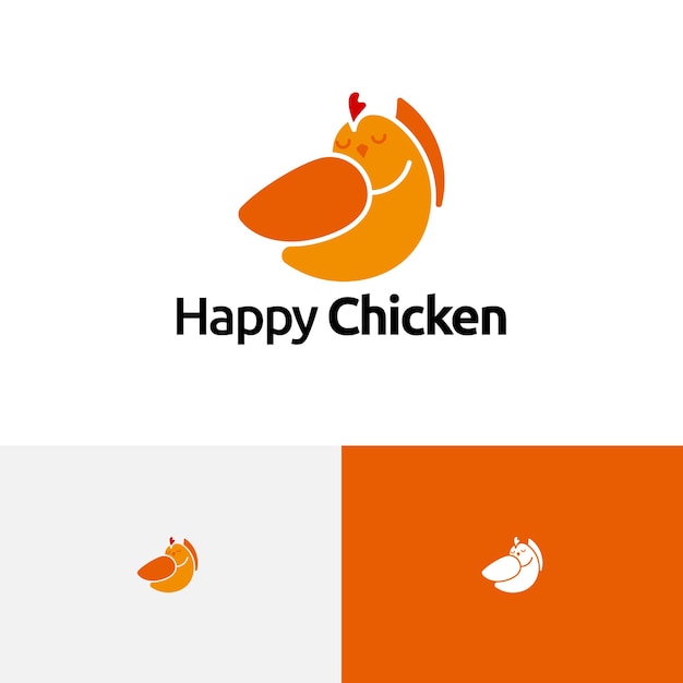 Cute fun fat happy chicken simple logo