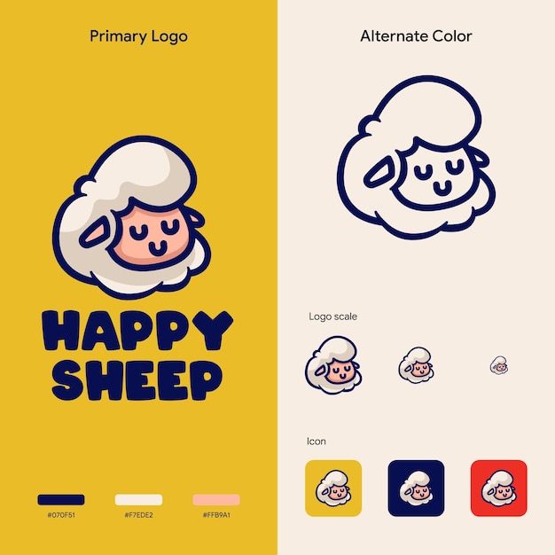 Cute and fun sheep mascot logo concept