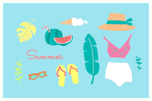 Cute fun summer collection vector