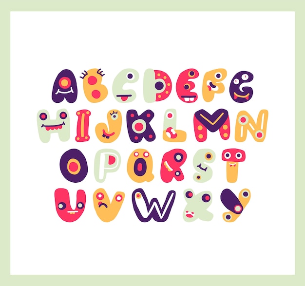 Vettore carino funky lettera alfabeto colorato e giocoso lettera
