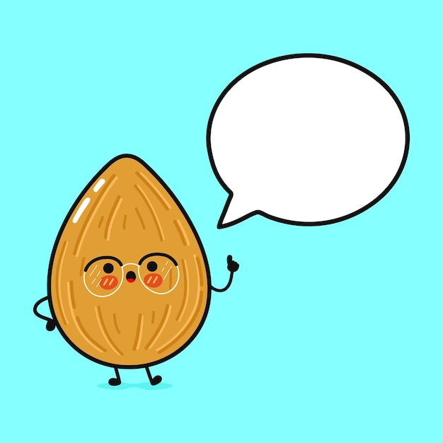 Cute funny almond with speech bubble