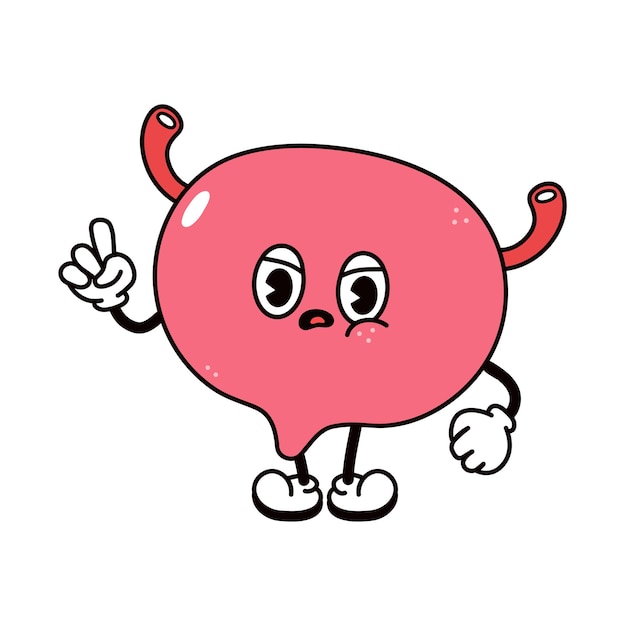 Cute funny angry sad bladder character