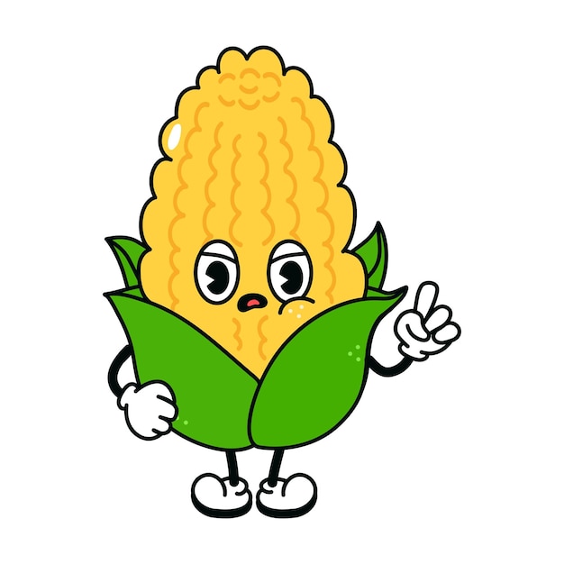 Vector cute funny angry sad corn character