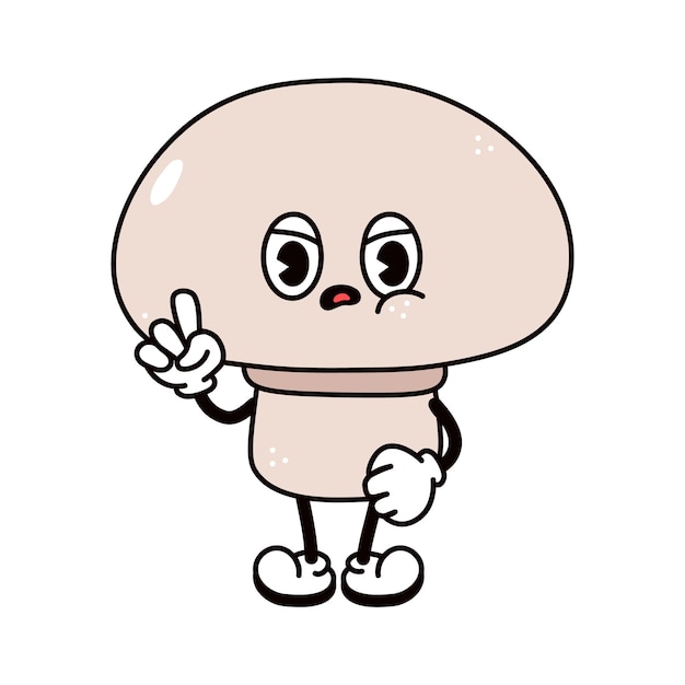 Cute funny angry sad mushroom character