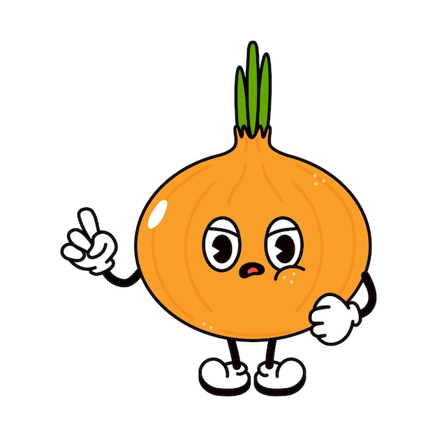 Cute funny angry sad onion character