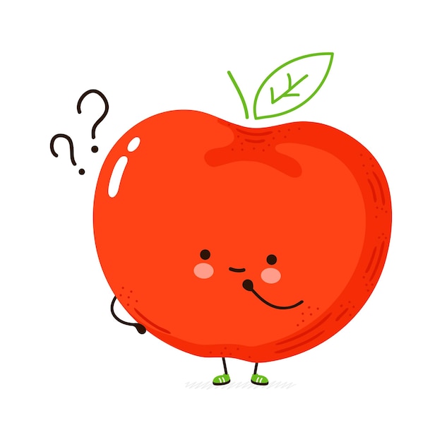 Cute funny Apple fruit with question marks