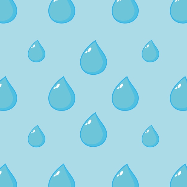 Cute funny aqua water drop on blue background Vector cartoon kawaii character illustration