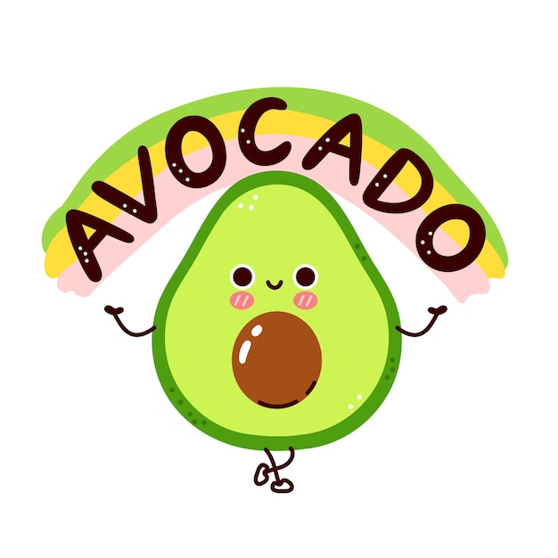 Cute funny avocado character