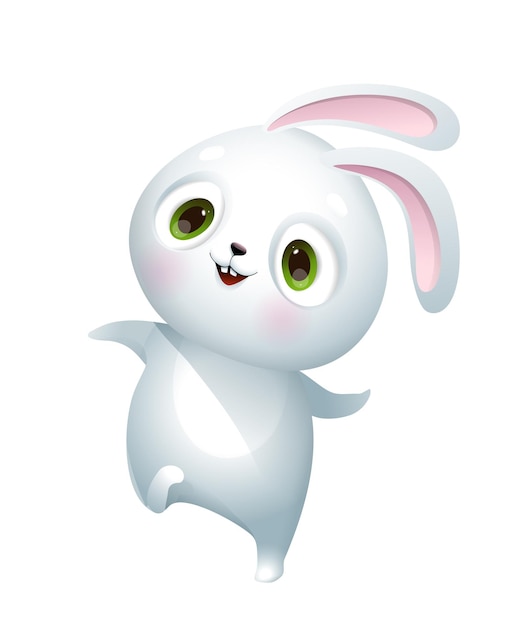 Vector cute funny baby bunny or rabbit dancing or jumping