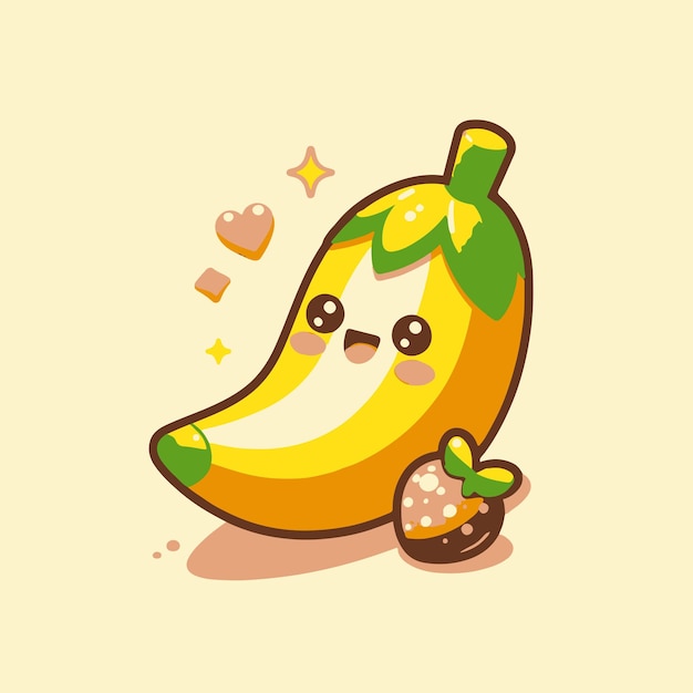 Vector cute funny banana cartoon vector illustration isometric style fruit banana cartoon