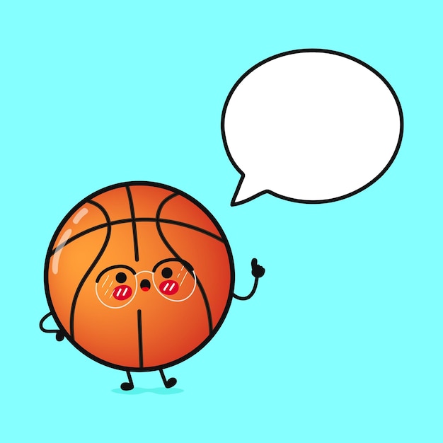 Cute funny basketball with speech bubble