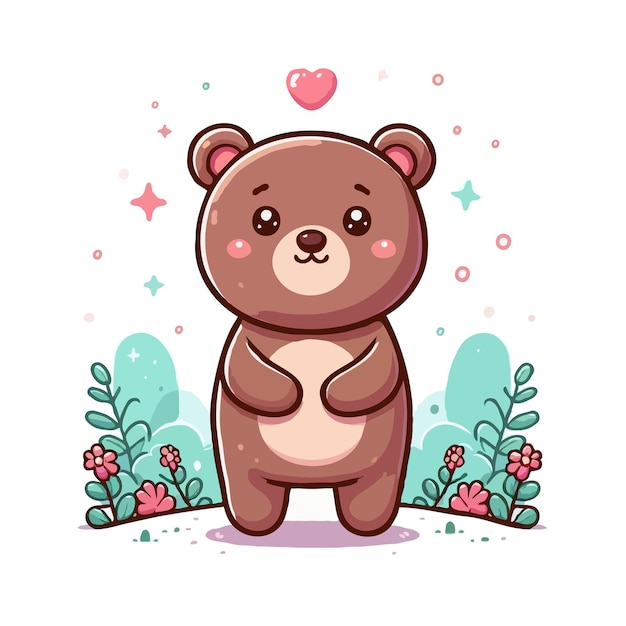 cute funny bear cartoon vector on white background