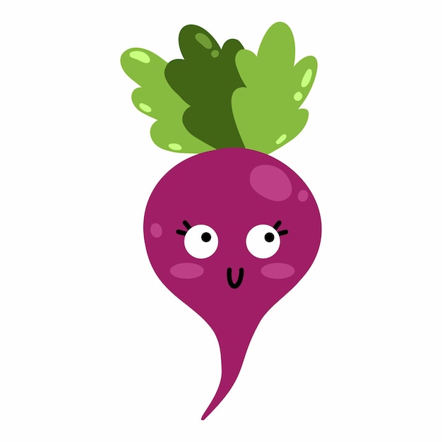 Vector cute funny beetroot with face and emotions vector isolated illustration for children