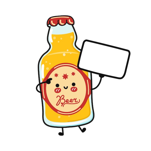 Vector cute funny bottle of beer with poster