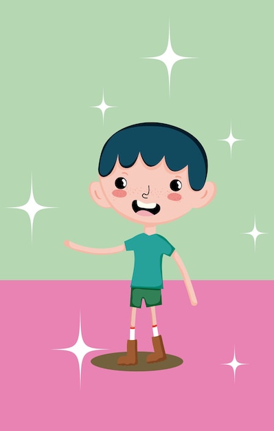 Cute and funny boy smiling cartoon