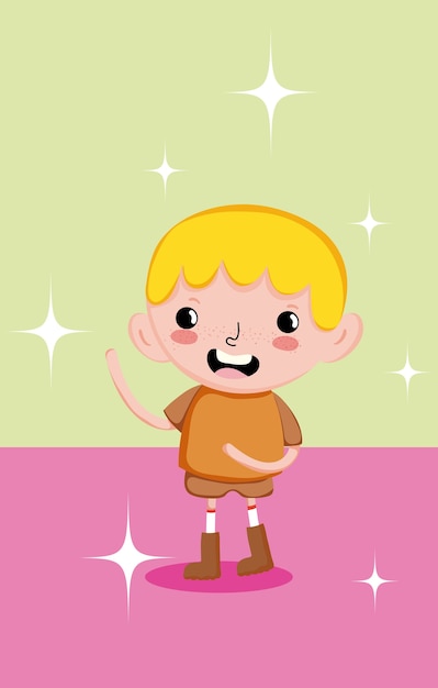 Vector cute and funny boy smiling cartoon