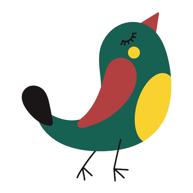 Cute funny bright bird Flat vector illustration