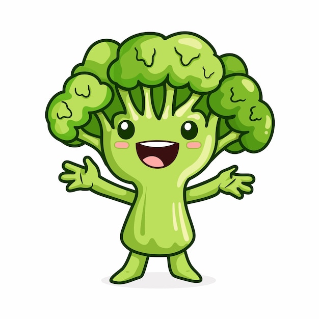 Вектор cute_funny_broccoli_cabbage_waving_hand_character