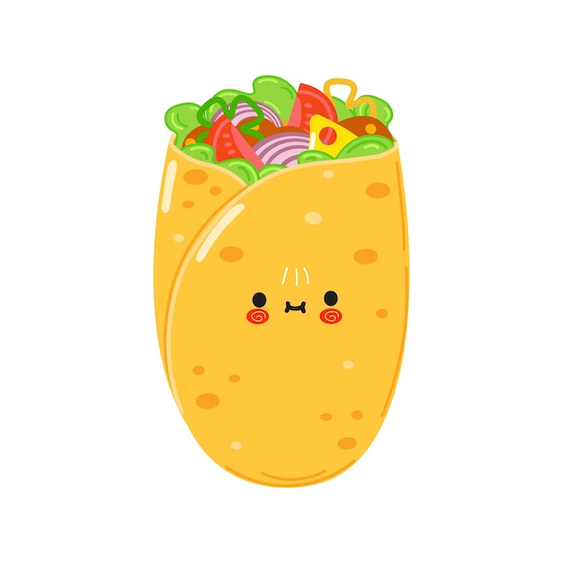 Vector cute funny burrito character