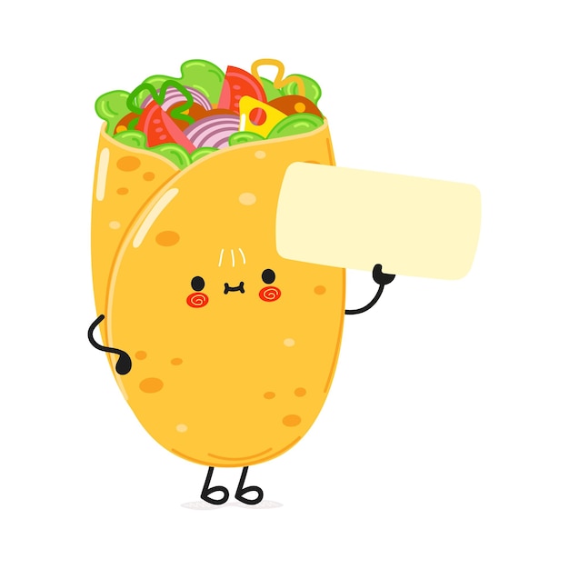 Cute funny burrito poster character