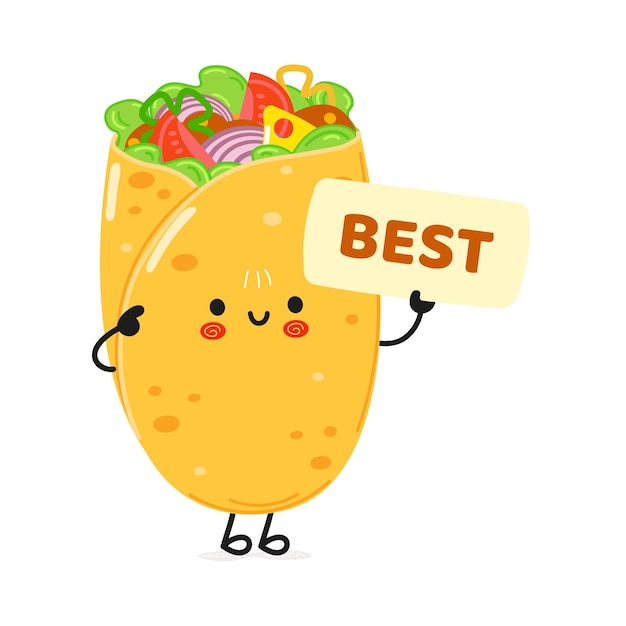 Vector cute funny burrito poster inscription best character
