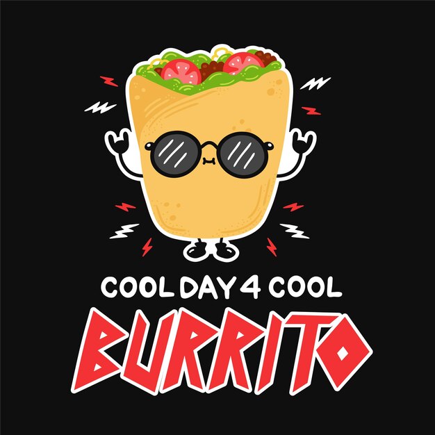 Vector cute funny burrito in sunglasses