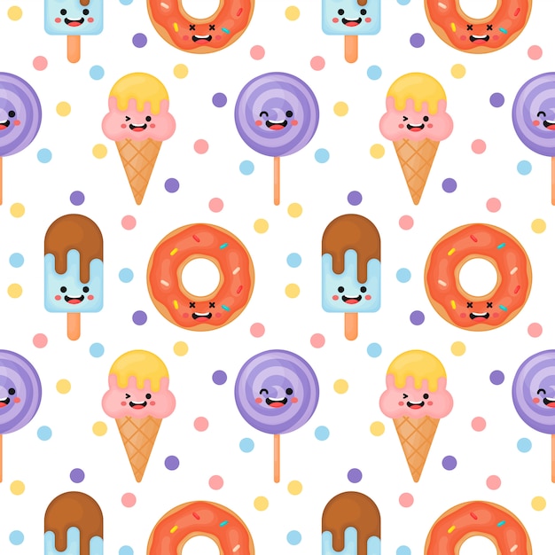 Cute funny candy seamless pattern