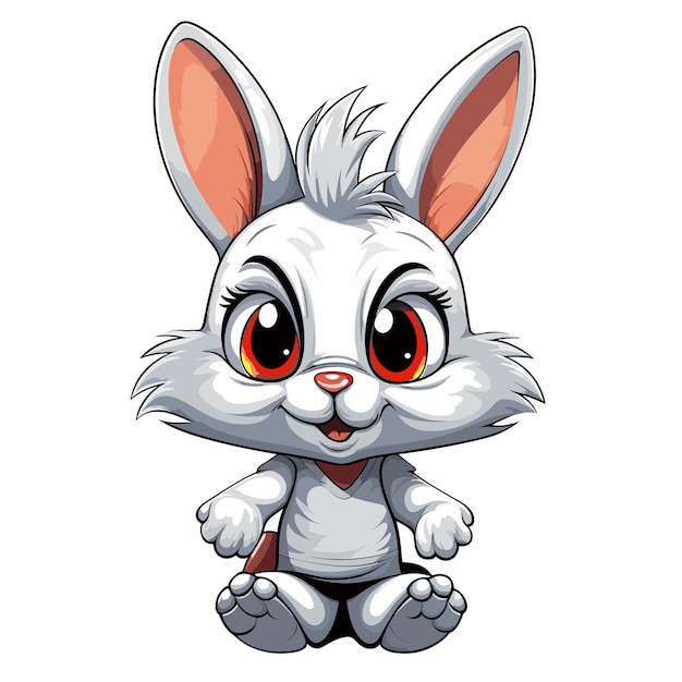 Cute and funny cartoon bunny in vector pop art style Template for tshirt sticker etc