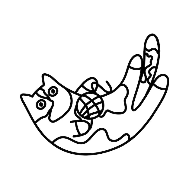 Cute and funny cartoon cat doodle