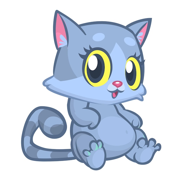 Vector cute and funny cartoon cat vector illustration