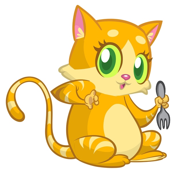 Cute and funny cartoon cat Vector illustration