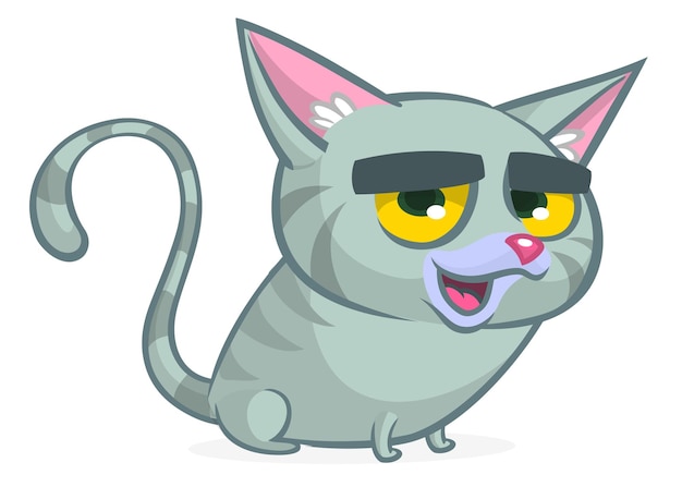 Cute and funny cartoon cat Vector illustration