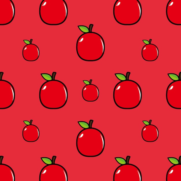 Cute funny cartoon character apple on red background vector cartoon kawaii character