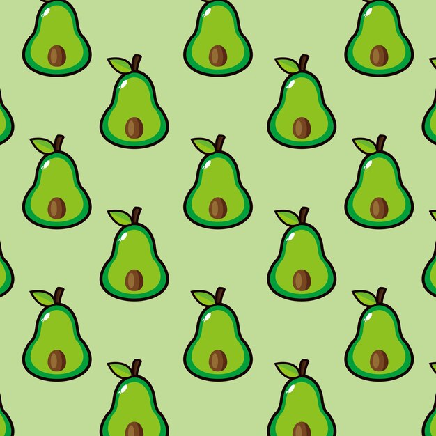 Simpatico personaggio dei cartoni animati divertente avocado su sfondo verde vector cartoon kawaii character