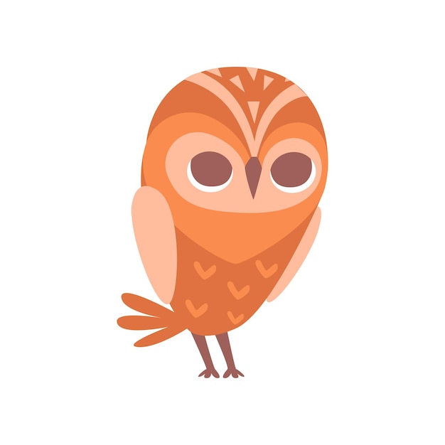Cute funny cartoon owlet bird character vector Illustration isolated on a white background