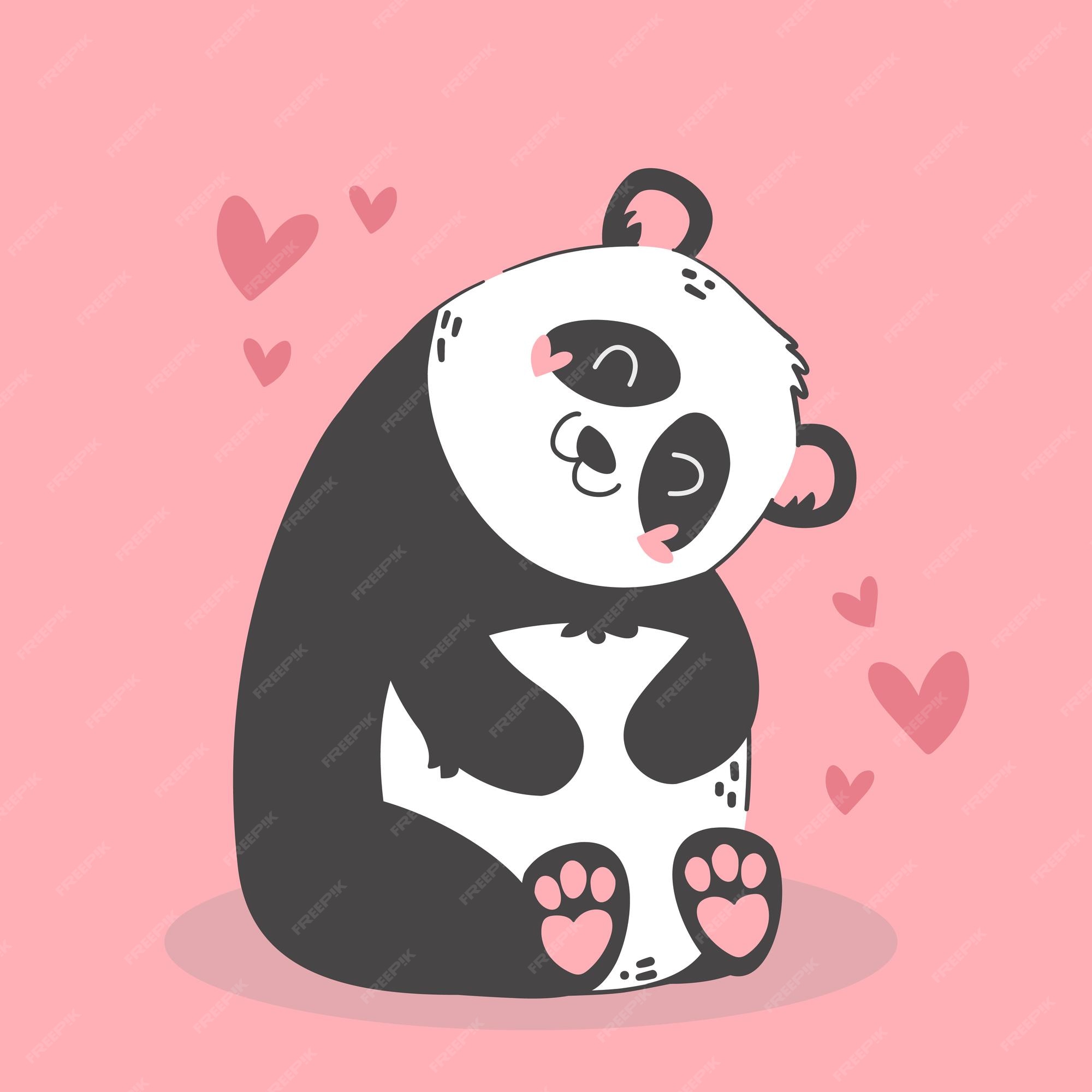 Premium Vector | Cute funny cartoon panda in love. animals character with hearts. valentine day romantic drawing. kids baby design. Premium Vector | Cute funny cartoon panda in love. animals character with hearts. valentine day romantic drawing. kids baby design.