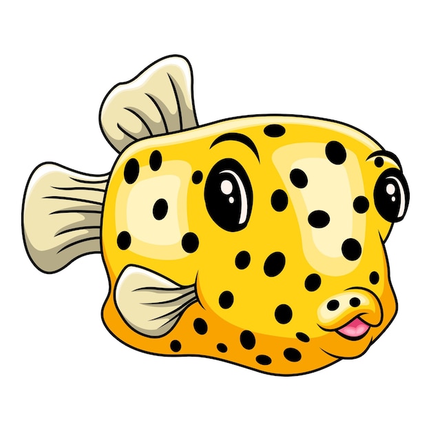 Vector cute funny cartoon pufferfish a smile