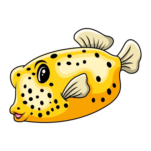 Cute funny cartoon pufferfish a smile