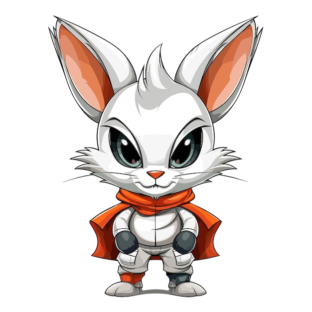 Милый и забавный мультяшный кролик-супергерой в стиле векторного поп-арта. Шаблон для наклейки на футболку и т. д.